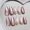 Brown smudge diamond cat's eye sparkle romantic autumn and winter three-dimensional metal atmosphere wearing armor diamonds 24 pieces