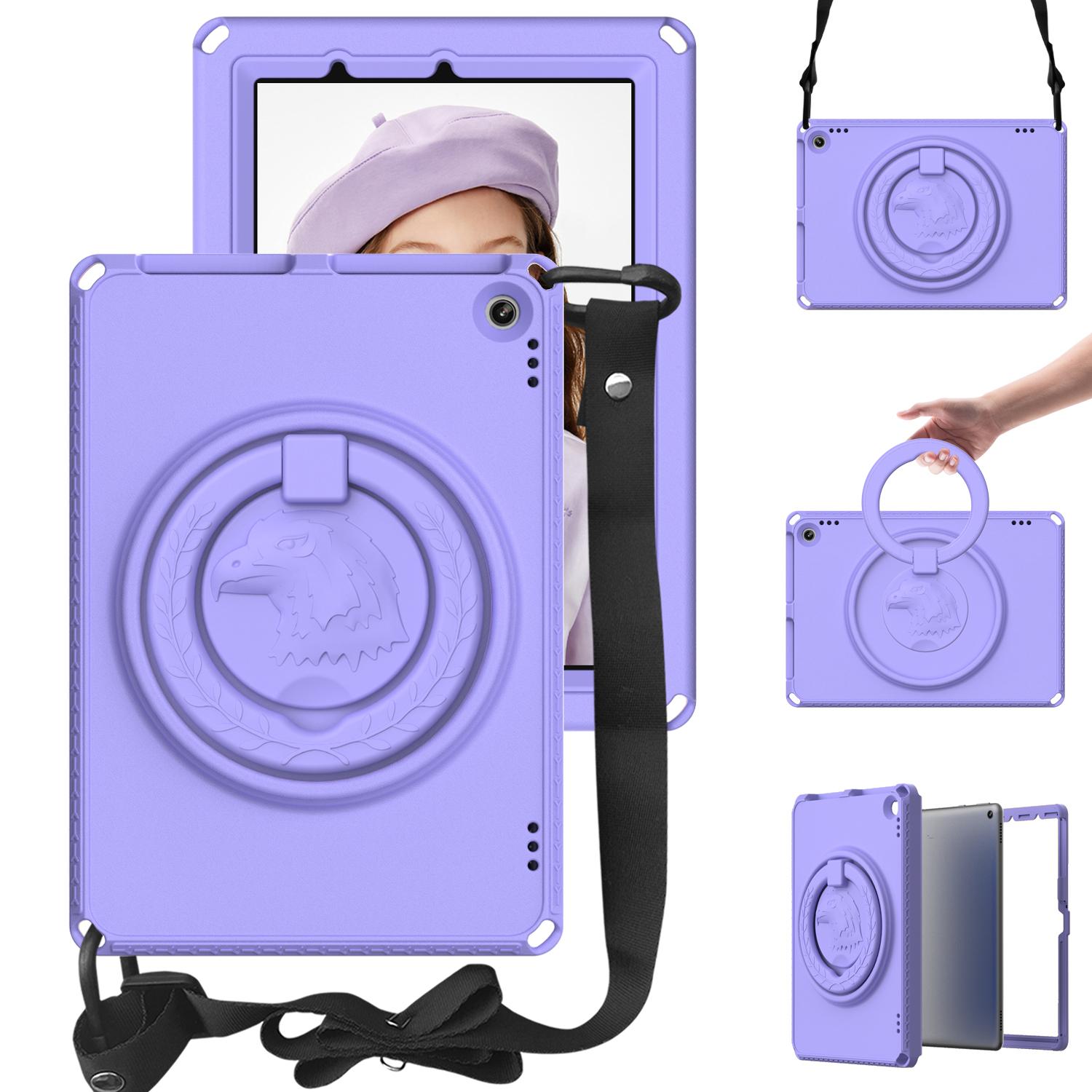 

For Amazon Fire HD 10 (2021) Case with Shoulder Strap/Waterproof Screen Protector EVA Tablet Case Light Purple