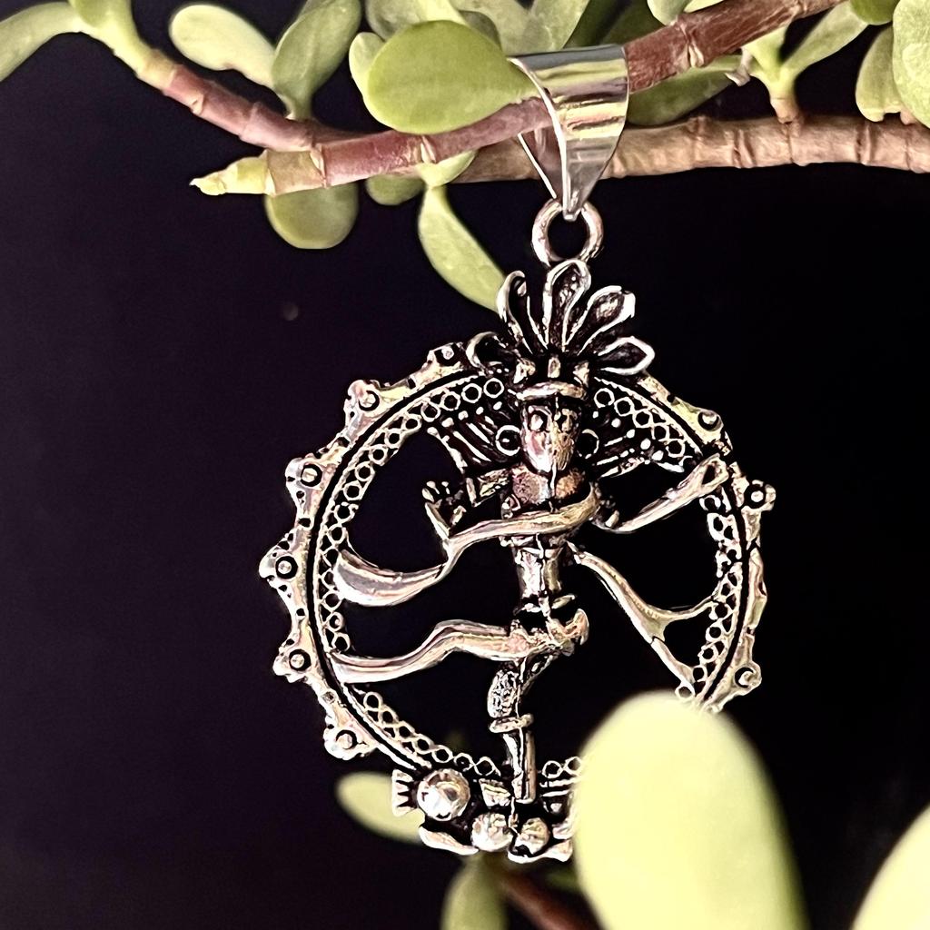 Nataraja Dancing Shiva Charm Necklace In Sterling, Hindu High Quality of Brass Pendant, Lord of the Dance Jewellery, Protective Amulet