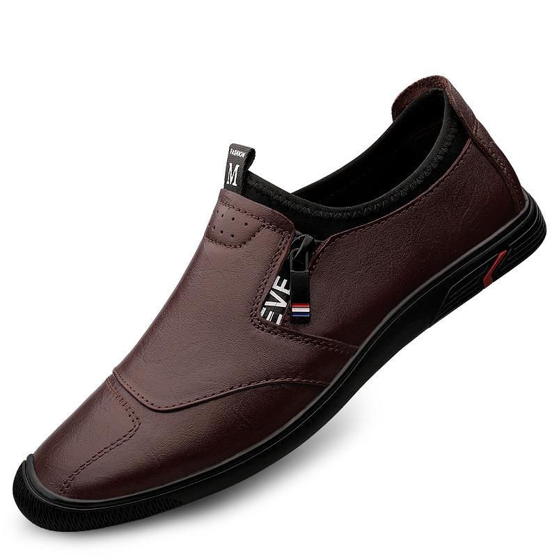 Men s Spring Casual Slip-On Leather Shoes - British Style Cowhide 41