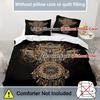Comforter Golden Abstract Owl Pattern 3D Printed Retro Style Breathable Bedding Set Luxury Home Textile