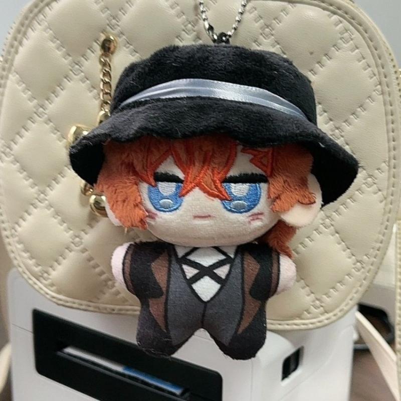 Anime Kawaii Bungou Stray Dogs Pluche Sleutelhanger Dazai Osamu Nakahara Chuuya Zacht Knuffels Speelgoed Verjaardagscadeau 10cm Anime Pluche 10cm gray