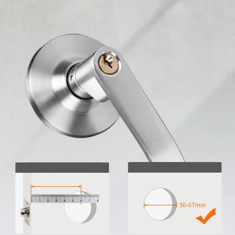 1Set Durable Three-Pole Spherical Knob Lock Aluminum Alloy 25-45mm Door Handle Lock with 3 Keys Entry Sliding Keyed Locks