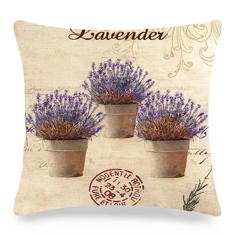 Vintage Poster Lavender Print Collection Polyester Pillowcase Pillowcase Pillowcase Home Decor Lathe Bedding