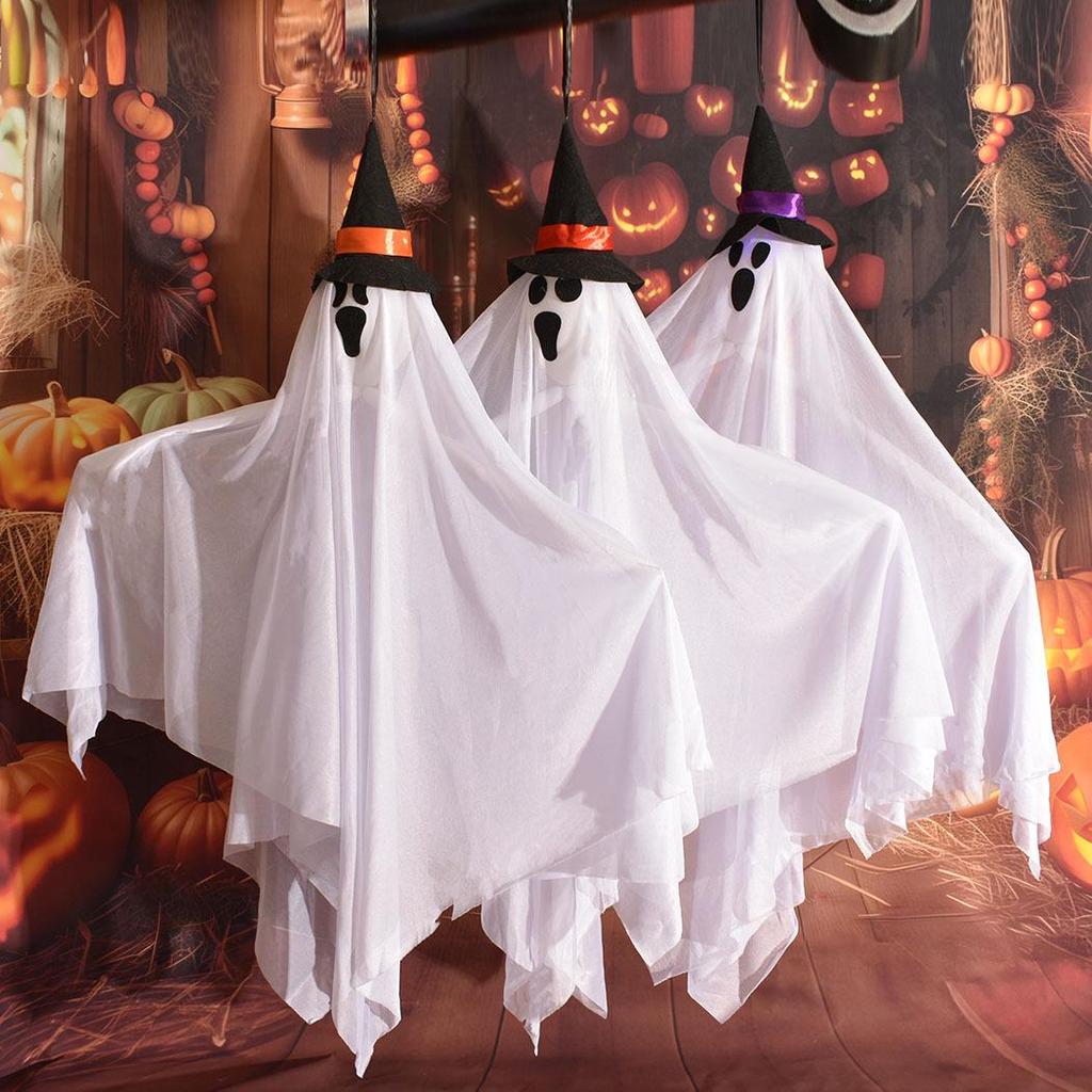 Halloween Hanging Skeleton Ghost Gauze Ornament for Outdoor Decoration