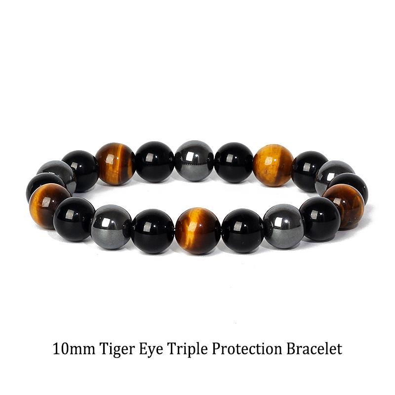 Facted Obsidian Hematite Tiger Eye Bracelets for Magnetic Health Protection Soul Jewelry Nature Stone Beads Bracelet Men Pulsera