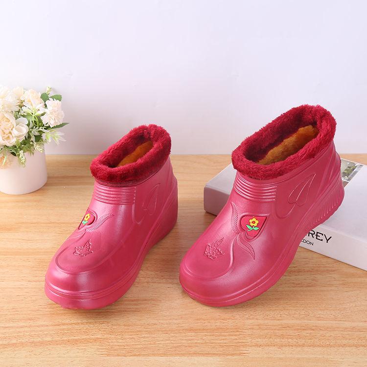 Fashion Waterproof and cashmere snow boots  men and women Rain  laundry kitchen hygiene work EVA warm rain  dirt-resistant cotton shoes.