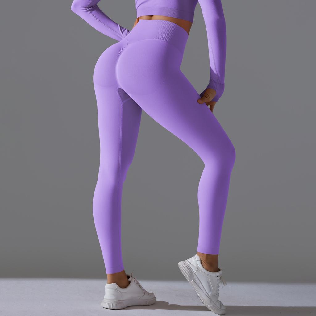 Seamless Solid Color Peach Sports Pants, Tight Fitting Running Fitness Yoga Clothes, High Waist And Hip Lifting Yoga Pants For Women