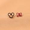 Sweet Asymmetrical Mickey Bow S925 Silver Stud Earrings - Fun Cartoon Ear Jewelry B851