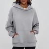 Ladies' Fashionable Solid Color Casual Hooded Pocket Long Sleeved Top