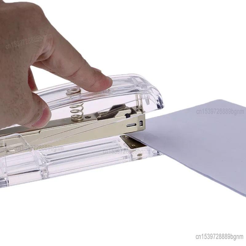 Delvtch Transparent Stapler Fit For Metal 12# 24/6 Staples Rose Silver Color Office Accessories School Stationery Binding Supply