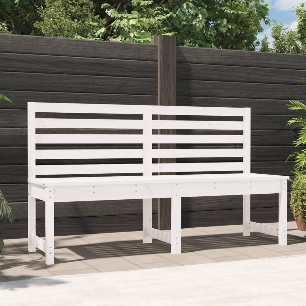 Vidaxl Garden Bench, White, 157.5 Cm, Solid Pine Wood
