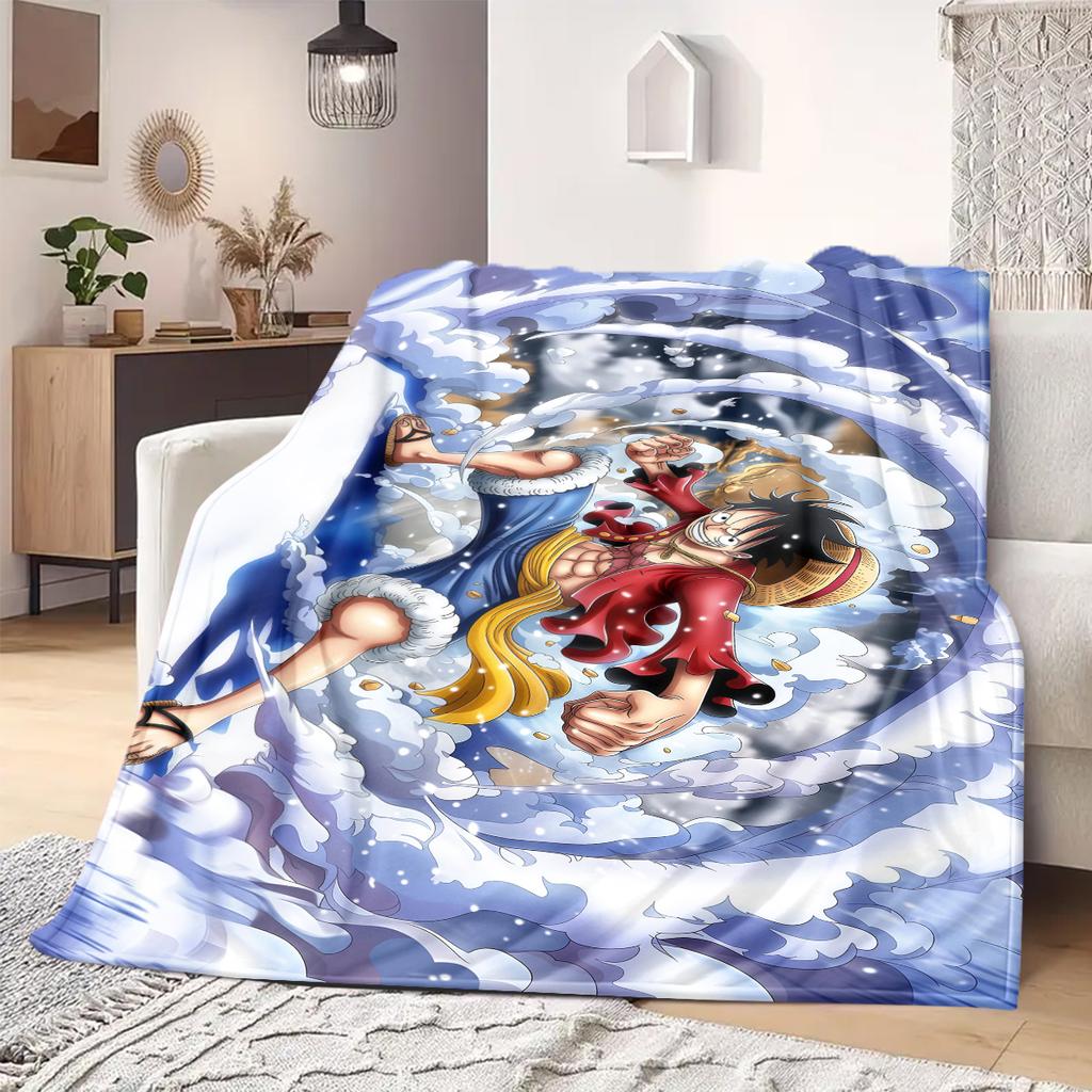 Luffy D Cartoon Print Blanket Warm Comfortable Flannel Blanket Suitable for Bedrooms,Sofas, Beds,Chairs,Travel -QIAO53