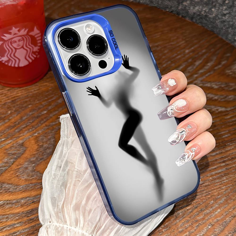 Hazy Shadow Girl Phone Case For IPhone 17 16 15 14 13 12 11 Pro Max X XR XSMAX 8 7 Plus Candy Matte Shockproof Back Cover