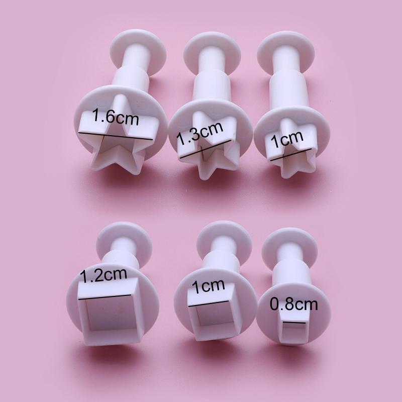 3-12Pcs Geometry Cookie Cutter Plastic Square Sugarcraft Decor Fondant Cutter Circle Star Cookie Mold Icing Sugar Baking Tools