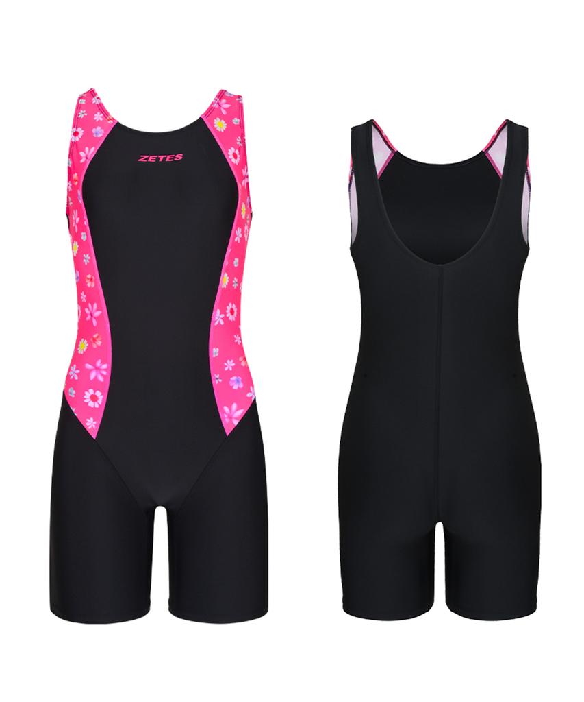 Jeteseu Women'S Aqua Plus 3-Part U-Back Indoor Swimsuit Flower Garden Pk L4A5255