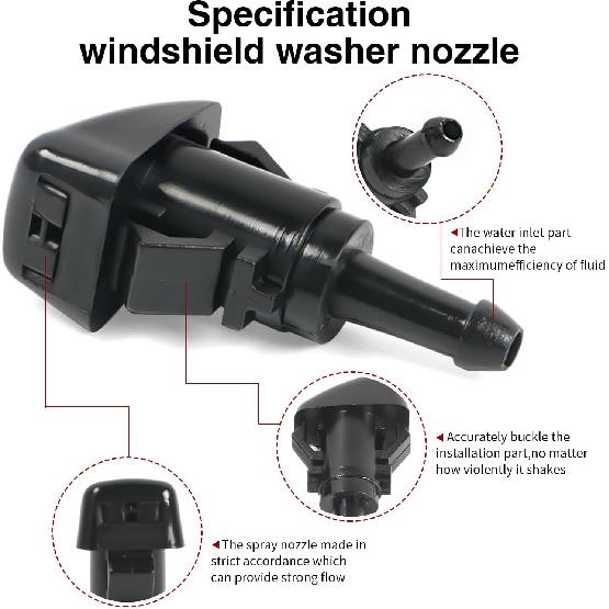 OTUAYAUTO Windshield Washer Nozzles Kit Replacement For 08-17 Dodge Grand Caravan, 11-17 RAM 1500 2500, Chrysler Jeep, Windshield Sprayer Nozzles Kit
