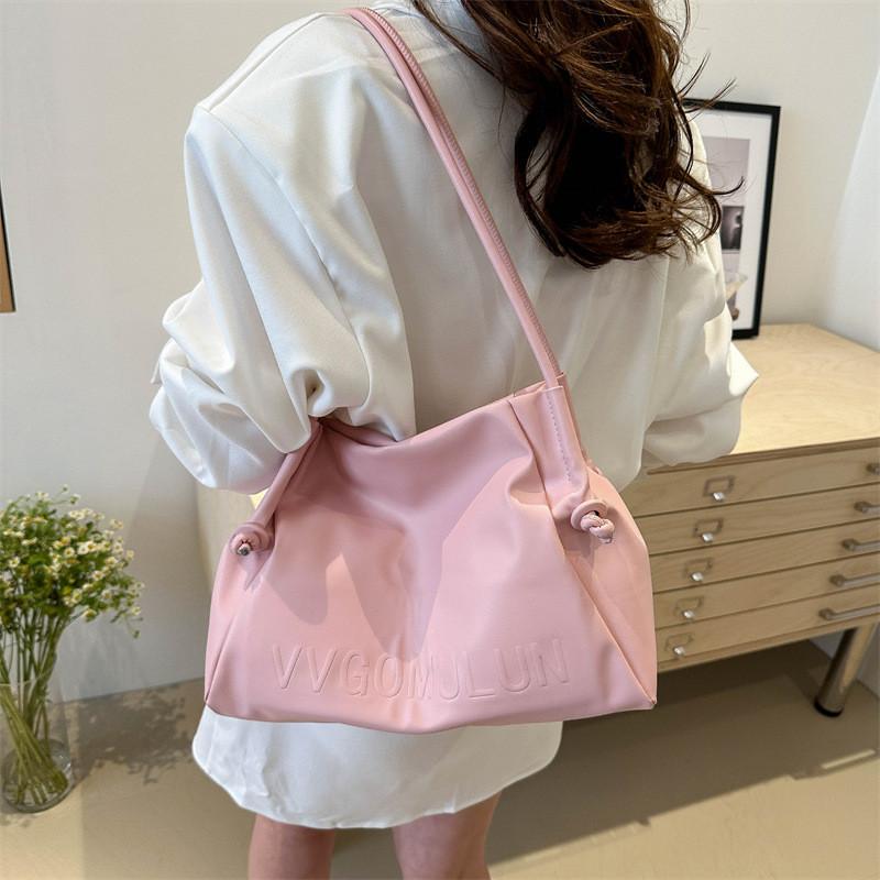 Stylish Pu Tote Bag For Women With Chic Design Soft Leather Shoulder Bag In Black Pink White Khaki