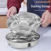 Five-Grid Thickened Stainless Steel Divided Round Plate for Side Dishes, Ideal for Household and Commercial Use