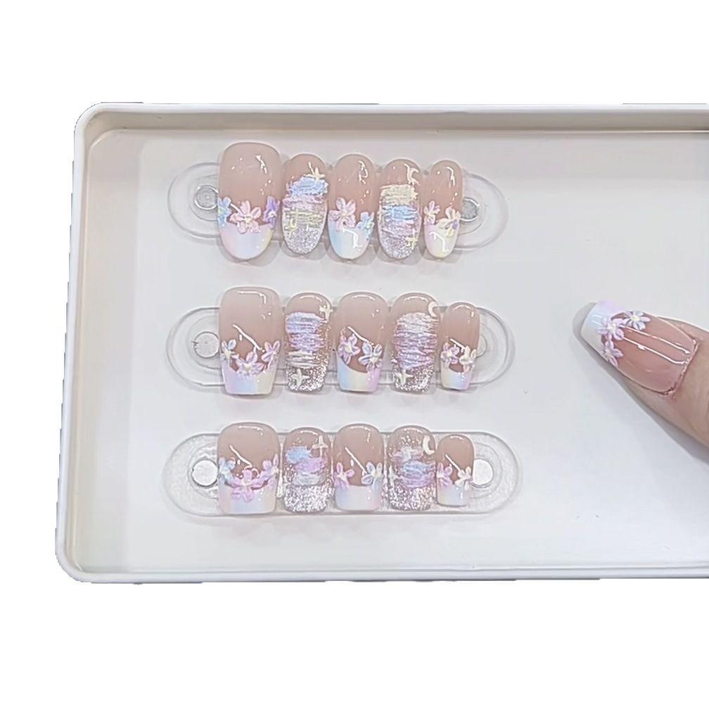 Hand-woven Armor New Style Oil Painted Small Flower Hand-painted Plaster Colorful Petals Cat Eye Nail Art Sticker