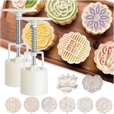 Mondkuchenform Mondfest Handdruck Keksstempel Blume Kirsche Löwenmuster Ausstecher Gebäckdekorationswerkzeuge
