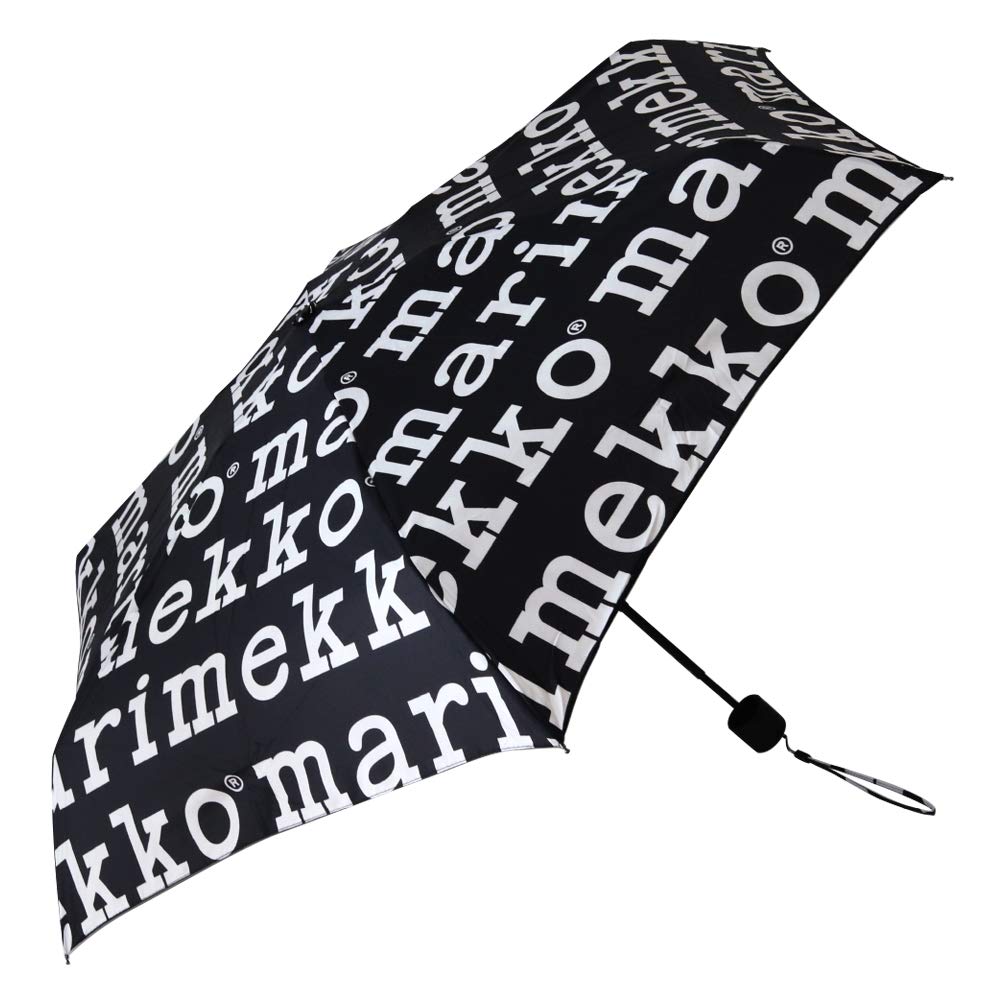 Marimekko Mini Manual Marilogo Folding Umbrella for Women, 52_1_52209248859, Black/White