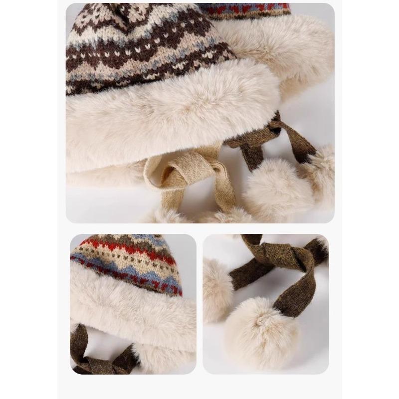 Women S Cute Plush Knit Winter Hat Earmuff Warm Lei Feng Hat