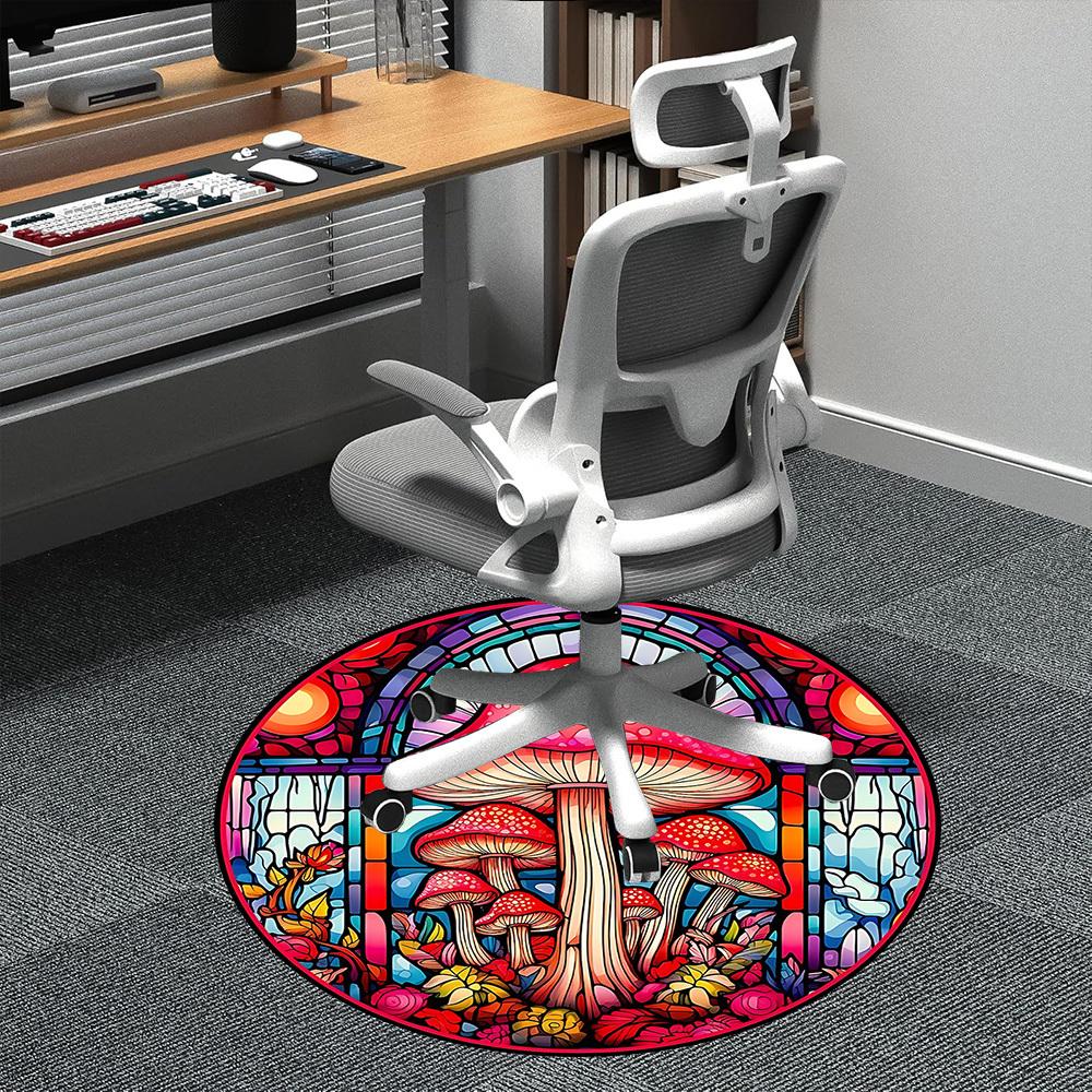 

1pc Mushroom Window Office Round Area Rug, Indoor Mat Suitable ForOffice, Under Office Chairs Bedroom Living Room Home Decor, Room Deco D059 80cm by 80cm