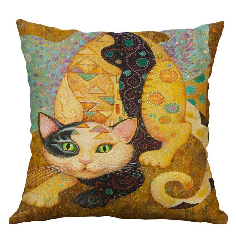 Square 177" Vintage Cats Pillow Case Cover Sofa Waist Cushion Covers Home Decor
