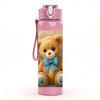 1PC Teddy Bear Rose Floral Print 750ml Color Plastic Sports Water Bottle Leakproof Flip Straw Lid Suitable for Sports Office Home Use