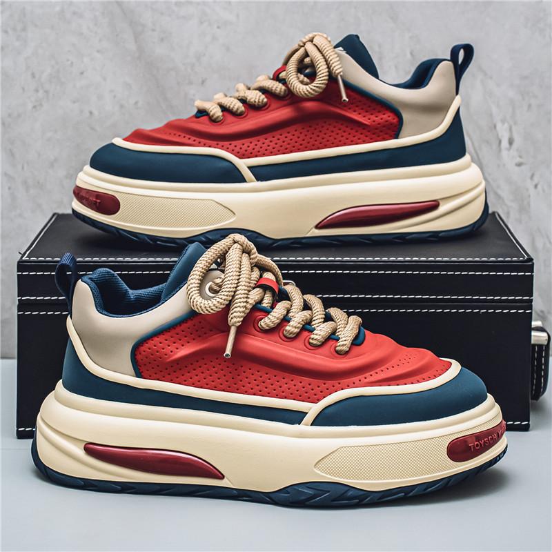 22 Herbst neue dicke Sohle höhenverstellende Dad Shoes Trend Student Leder FreizeitsportSchuhe Trend