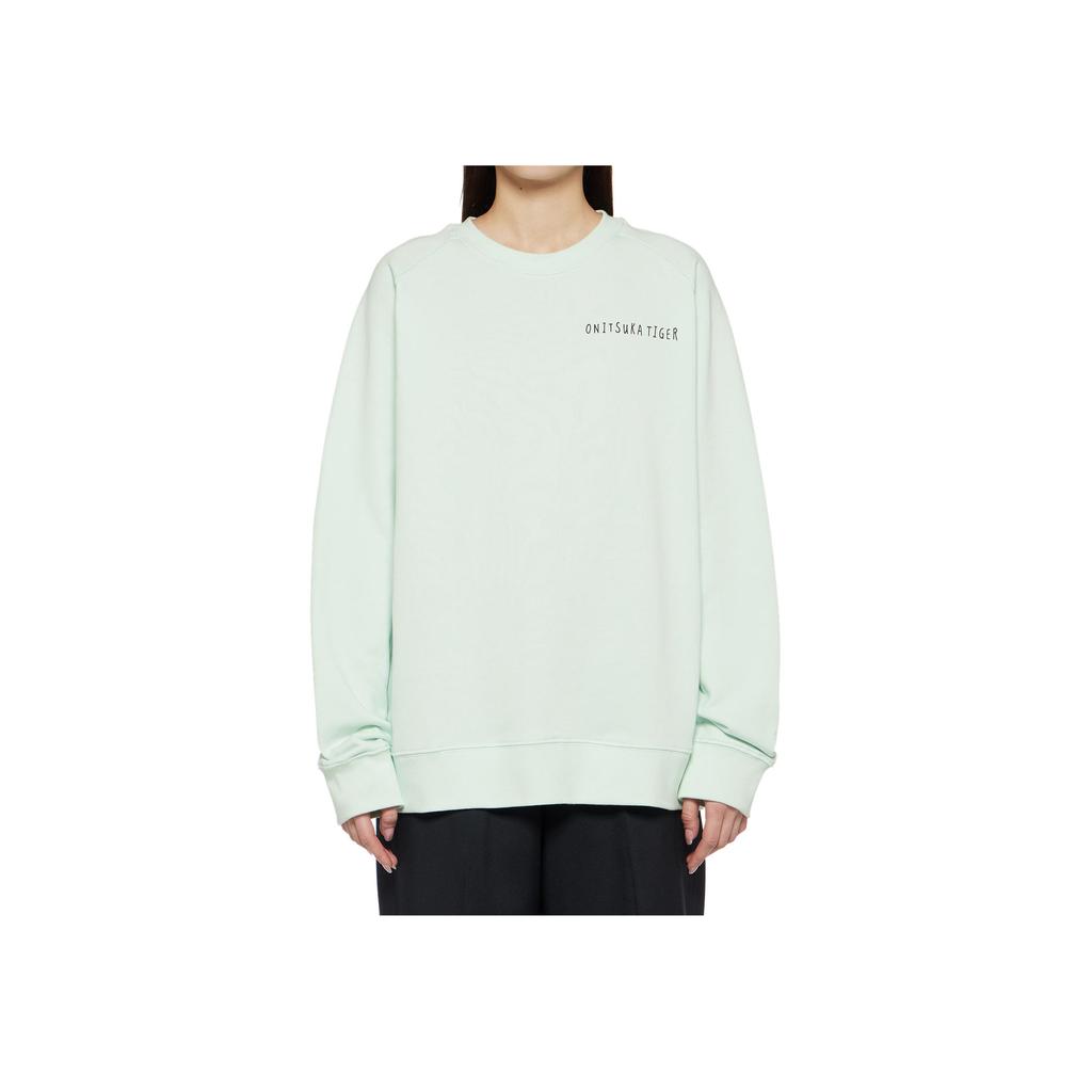 ONITSUKA TIGER Logo Print Animal Pattern Embroidered Casual Crew Neck Pullover Long Sleeve Sweatshirt Unisex Sweatshirt Light-Green 2183B182-301