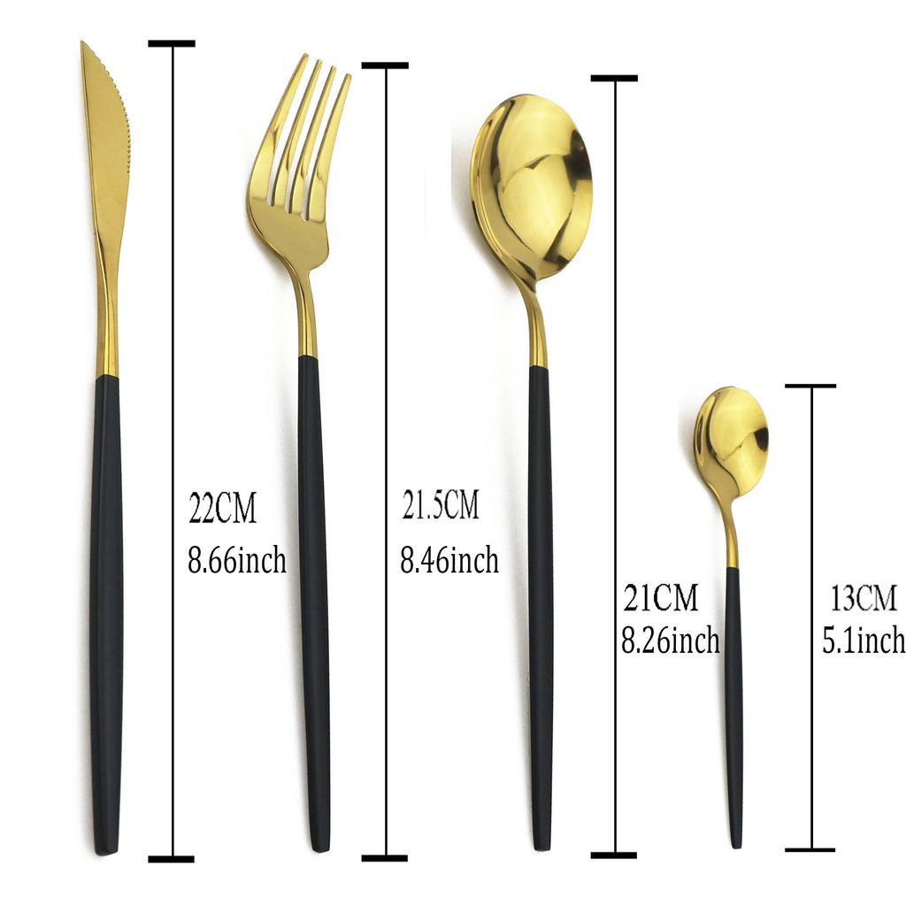 Dinnerware Set Dinner Knife Fork Spoon Tableware Set Stainless Steel Flatware Silverware Wedding Hotel Glossy Black Cutlery Set