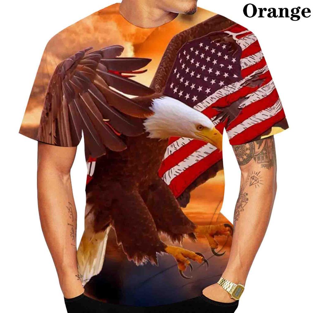 Modna koszulka męska z nadrukiem 3D Orła Luźna damska i męska Fajne letnie topy sportowe z krótkim rękawem