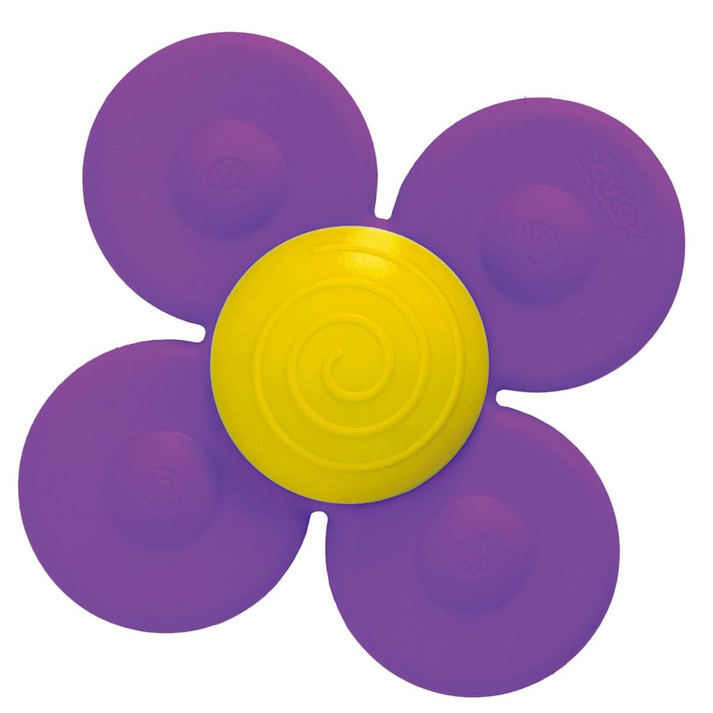Fat Brain Toys Baby Whirly Sumire Teething Toy with Spinning Suction Authentic Toy, Squigs, (Flower Series), Purple, Cup, FA416-3,