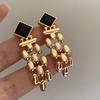 Light Luxury European and American Cold Style Gold-plated Earrings Niche Design High-end Black Gemstone Earrings Earrings