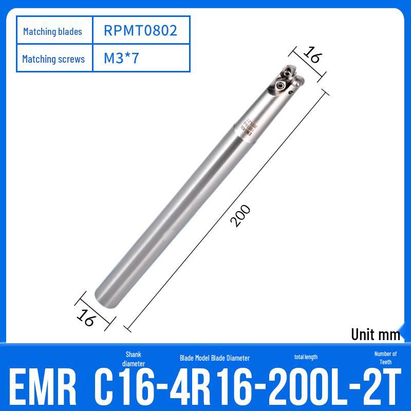 Shockproof EMR CNC Milling Cutter Holder - Round Nose, Bull Nose & Flat Machining Extensions (R4, R5, R6)
