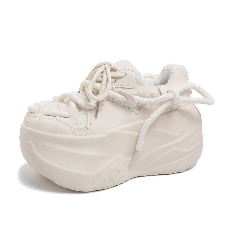 

Модная женская платформа, повседневная дышащая сетчатая обувь 2025, новые летние массивные кроссовки, 9,5 см танкетки, скрытые каблуки, полая обувь для отдыха, женская 34 бежевый