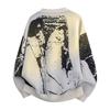 Pullovers Long Sleeves Sweaters Unisex Sweater Spring Autumn Floral Pattern Texture Round Neck Colorblocking Knitted Bottoming Retro Wool Sweater
