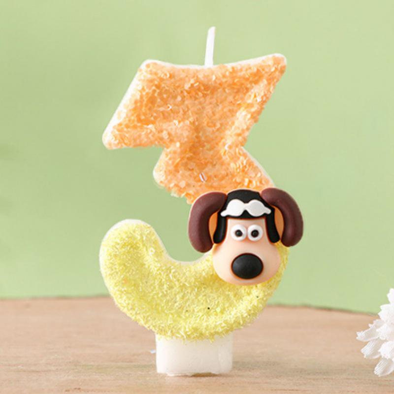 Ago Number Color Block Puppy Birthday Cake Candles - Creative Cartoon Design