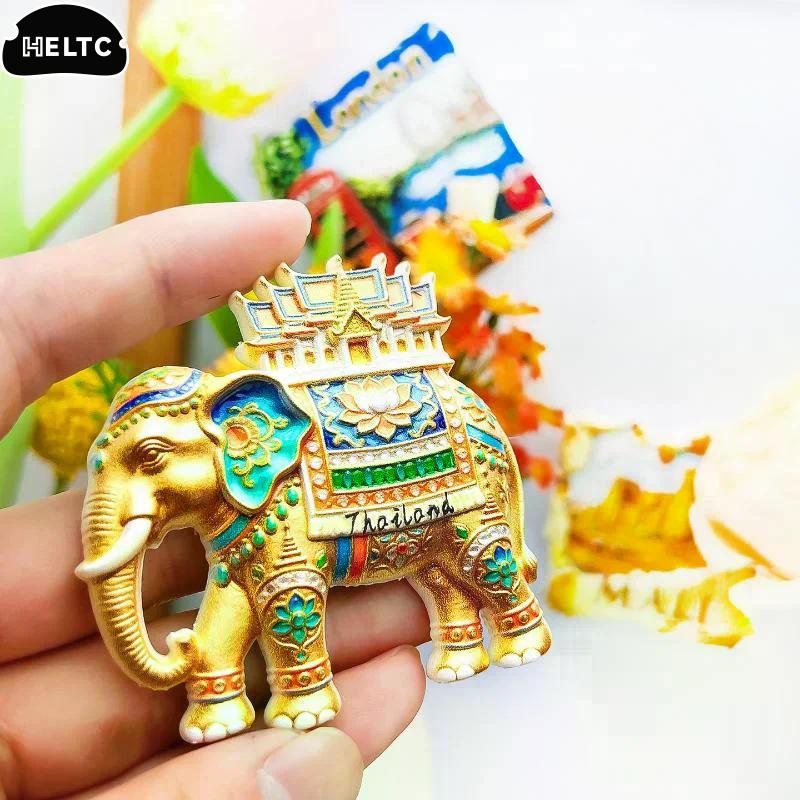 Asia Thailand Bangkok Elephant 3D Resin Fridge Magnets Decoration Articles Handicraft Magnetic Refrigerator Collection Gift