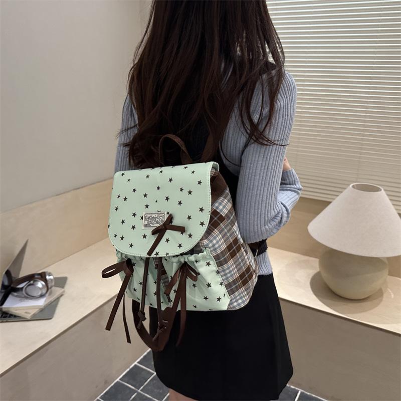 Schoolbag women's bag mint green cute bow backpack fashion versatile trend simple handbag travel backpack wholesale