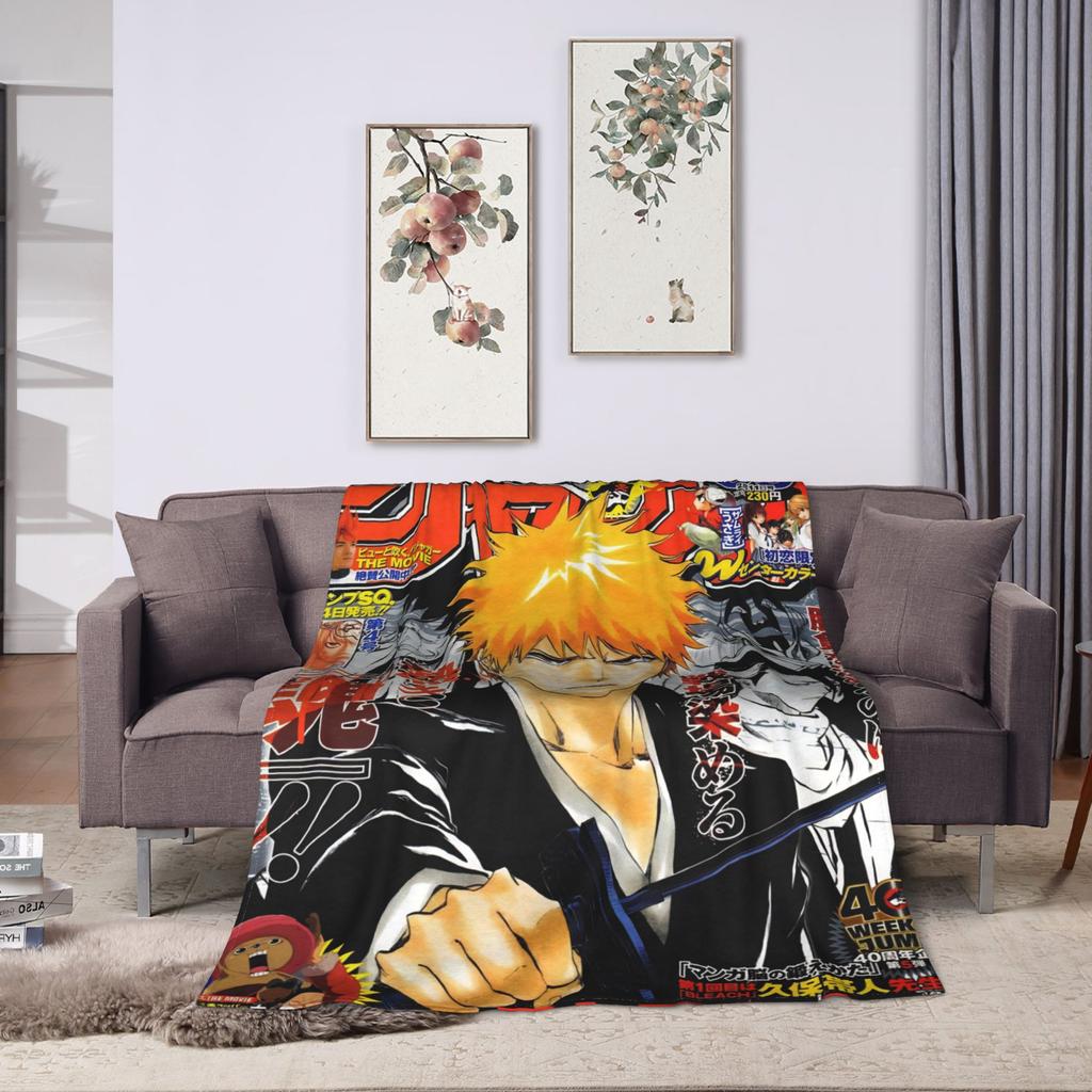BLEACH Anime Ichigo  Blanket Quality Warm Soft  Throw Blanket Winter Picnic Couch Chair Sofa Bed Novelty Bedspread