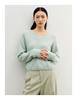 Jiuzi Anna Kou Simple and Lazy Style Loose V-Neck Shoulder Soft Top Sweater