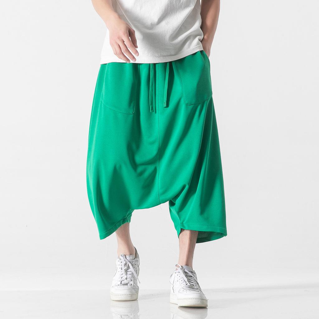 Pantaloni Larghi Harajuku a Gamba Larga Uomo Hip Hop Pantaloni Lunghi fino al Polpaccio Monocolore Uomo Jogging Streetwear Pantaloni Tuta Casual Uomo
