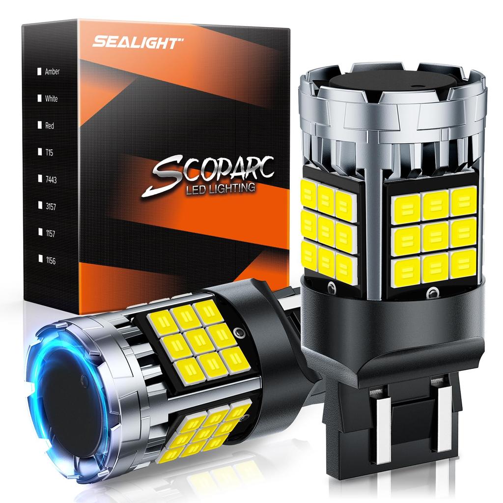 SEALIGHT T20 LED Backup Super Double 3000 High 6500K Vehicle Inspection Brake Latest Over Hours Pack of Warranty Light, Bright, Bulb, Lumens,