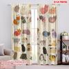 2pcs,2D Plane Printing Curtain Fabric Playful Cats Sampler Versatile Polyester Fabric (without Rod) Decorations Inside Use for