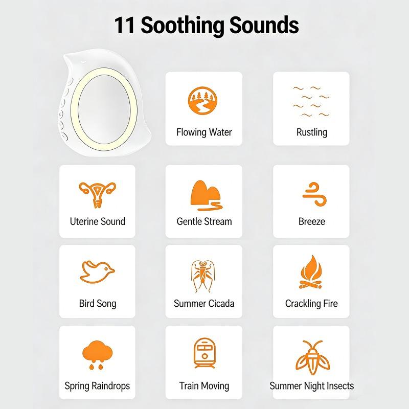 Portable Baby Stroller Rocker Sleep Soothing Device with Night Light Bluetooth Speaker White Noise Vibration Adjustment Function