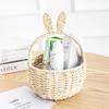 Cartoon Rabbit Ear Storage Basket Multifunctional With Handles Egg Gathering Ornaments Hand Woven Basket Easter Festival Gift