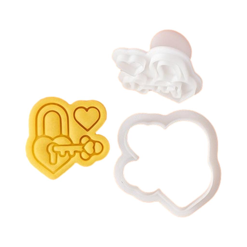 Valentine's Day Cookie Cutters Cartoon Pressable Biscuit Mold Holiday Biscuit Fondant Cookie Stamps Party Supplies